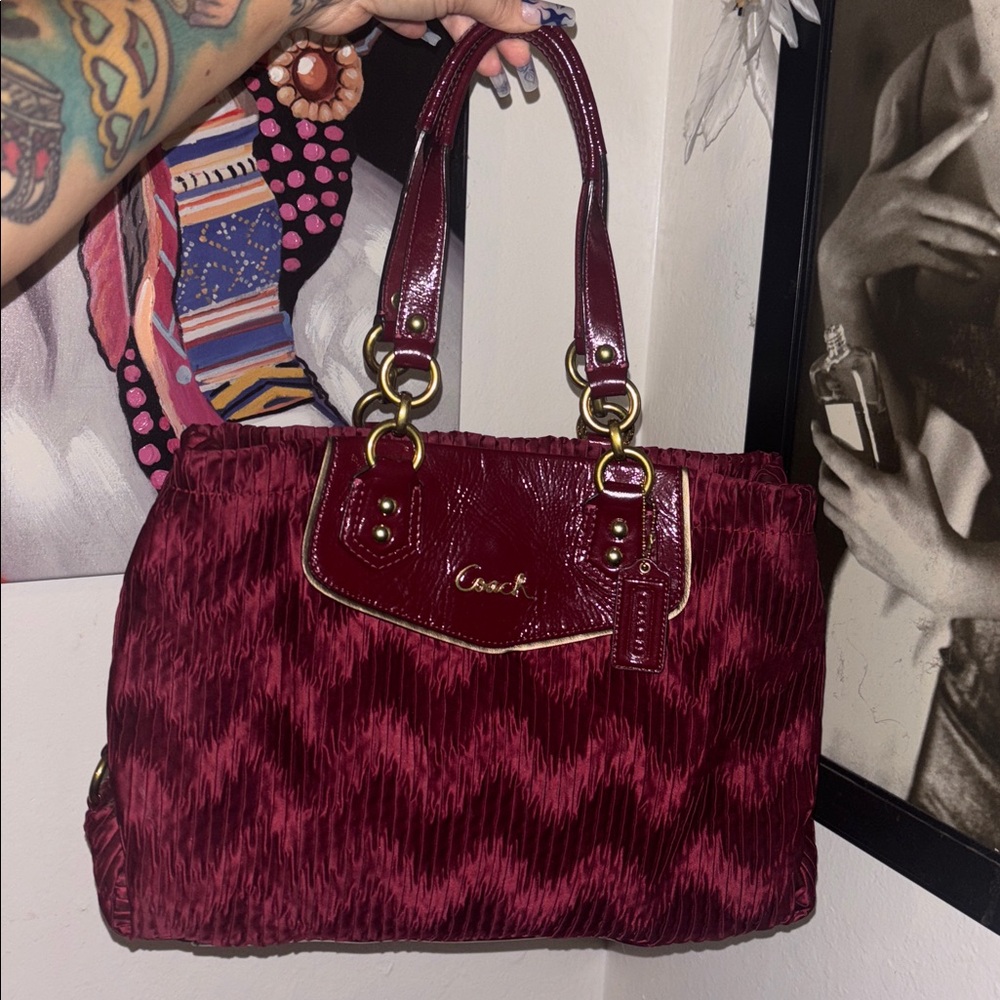 Coach Ashley Gathered Satin Bag